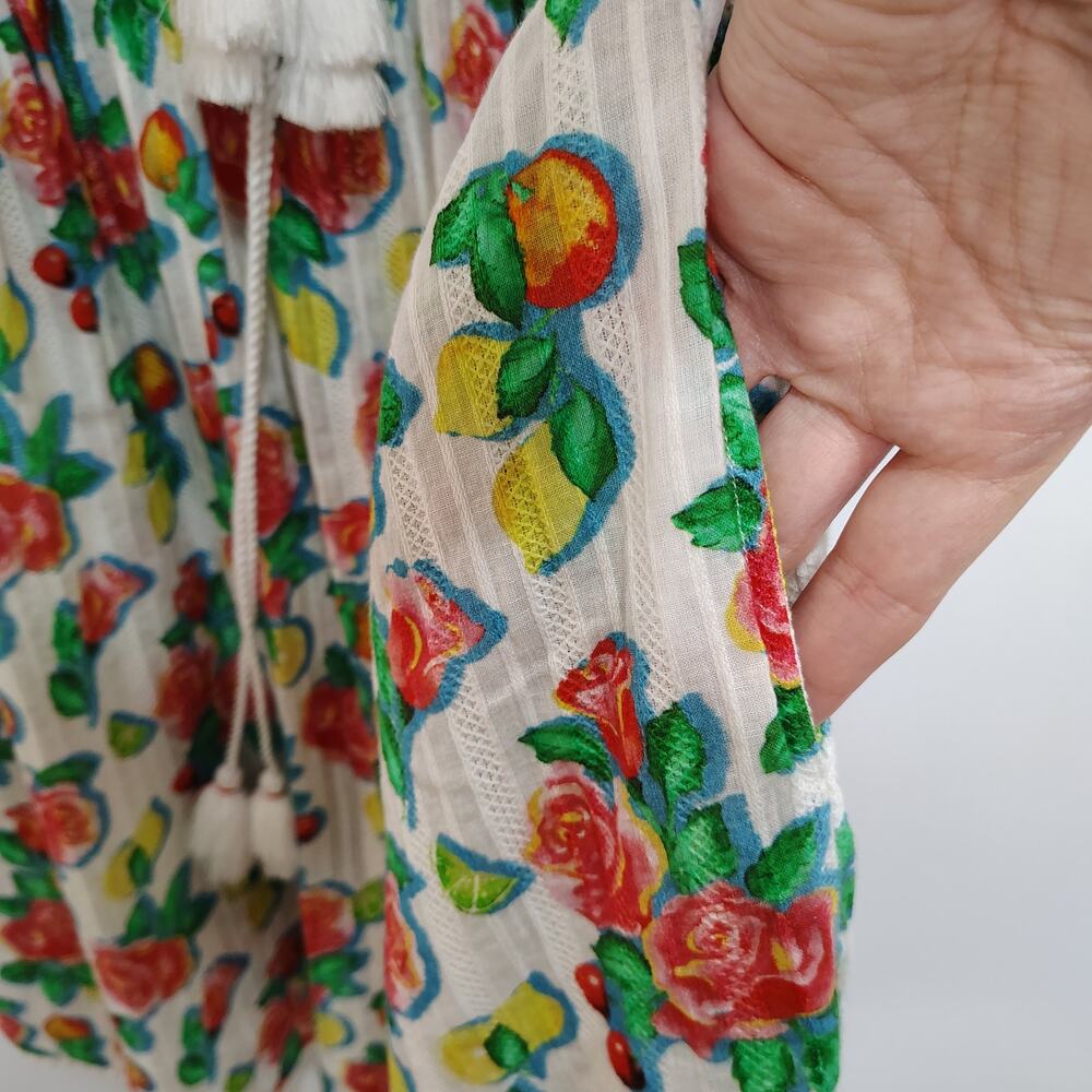 Roller Rabbit Womens Small Dress Kaftan Ponderosa Vanora Floral Tropical Linen - Picture 11 of 11